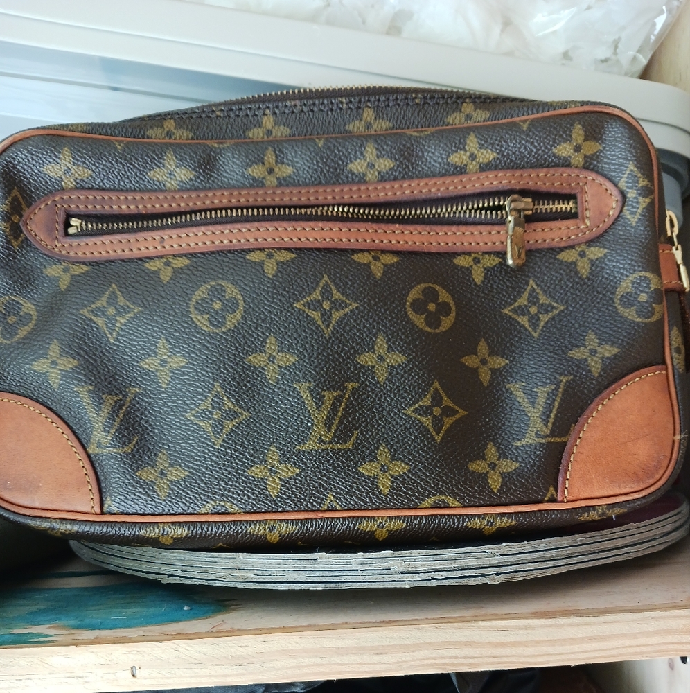 Louis Vuitton Brown Monogram Toiletry Bag with Gold-Tone Hardware